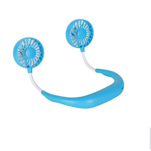 TOPWA - Ventilador de Cuello portátil con USB, portátil, Recargable, con 3 Niveles de Flujo de Aire para el hogar, Oficina, Viajes, Deportes Interiores y Exteriores, Azul, 260x180mm