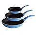 Produktbild Prima Collection Set 3 Pfannen aus Aluminium, Portofino, 5-lagig, antihaftbeschichtet, Anti-Sonnenbrand, Durchmesser 20, 24 und 28 cm, Farbe: Meeresblau, geeignet für alle Brenner außer Induktion