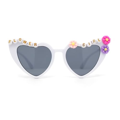 Girls Child Size Flower Girl Beads Cat Eye Heart Shape Plastic Sunglasses2