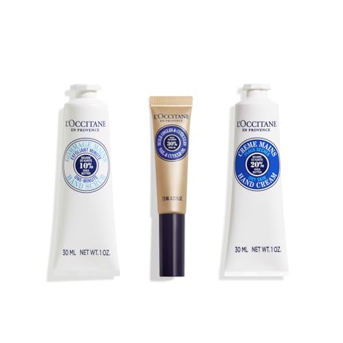 L'OCCITANE Natural Manicure Routine, Shea Butter Hand Cream, Scrub & Cuticle Oil for Soft, Hydrated Hands, Clean Luxury Hand Care Set for All Skin Types