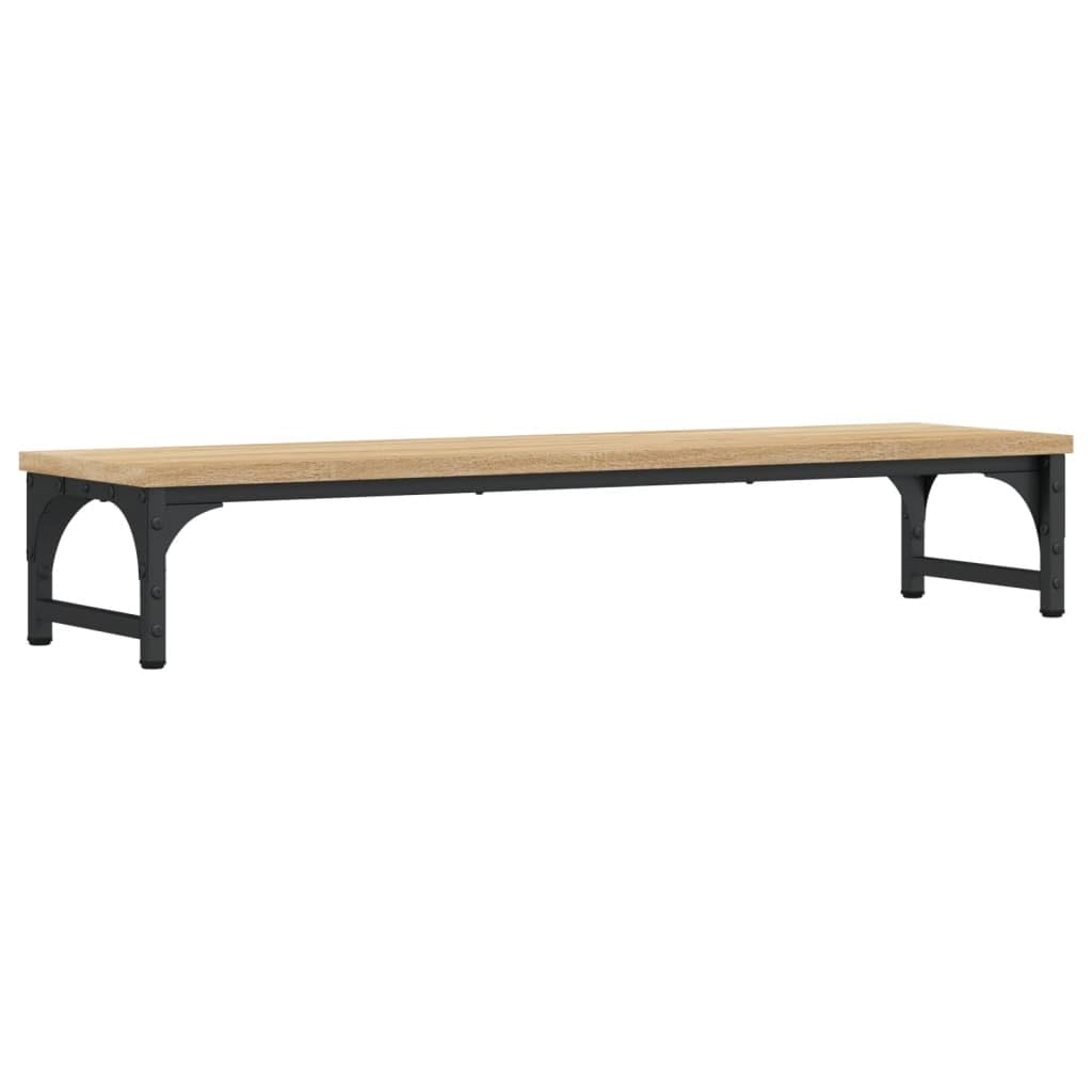Supporto per monitor in rovere Sonoma, in legno e metallo, 85 x 23 x 15,5 cm, supporto per monitor e laptop, ufficio, home office, gaming, postazione di lavoro con ripiano
