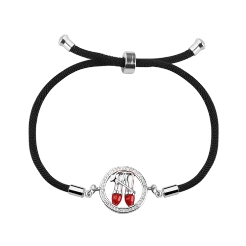 Image of FUSTMW Red Shoe Bracelet Do-roth Gifts Red Slippers Jewelry Movie Fans Inspired Gifts Wand Charm