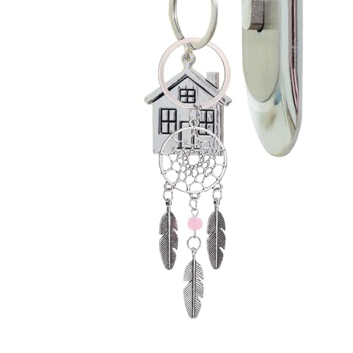 Llavero atrapasueños, aleación de aluminio, adorno bohemio, colgante colgante de atrapasueños, llavero de plumas pequeñas, llavero de atrapasueños, decoración de la suerte para bolsa
