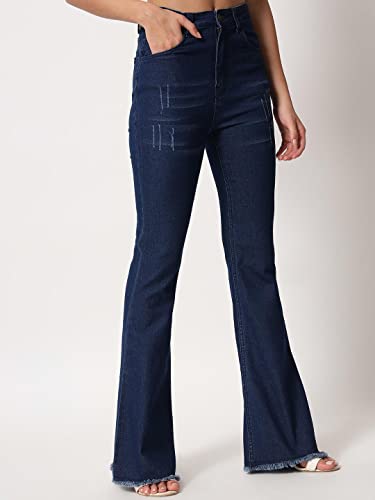 Image of KOTTY Flare Bottom Jeans for Women - Stylish Slim Fit with Bell Shape Leg