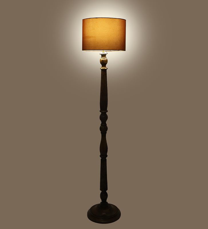 Image of tu casa Mango Wooden Floor Lamps with Choco Shade for Home Decor, Bedrooms Corner, Living Room, Gifting, Diwali Decoration, Hall, Office, Study Room (Height: - 56 inch) - Bulb not Included