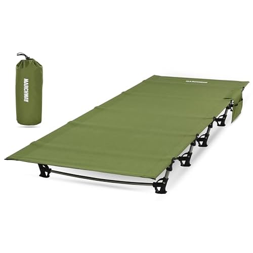 MARCHWAY Ultralight Folding Camping Cot Bed, Portable, Supports 275 lbs