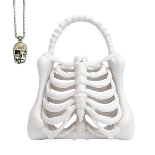3D Printed Skeleton Bone Bag,Unique Halloween Skeleton Ribcage Purse,Gothic Spooky Bone Handbag for Women