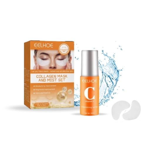 Mascara de Ojos de Colageno y Acido Hialuronico, Kit Mascarilla Hidratante Gel Facial con Parches Anti Ojeras, Elimina Arrugas, Bolsas y Hinchazon, Mejora Elasticidad y Luminosidad Piel