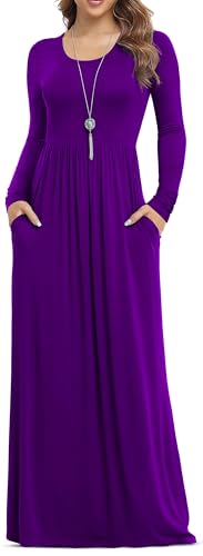 Image of VIISHOW Women's Long Sleeve Loose Plain Maxi Dresses Casual Long Dresses with Pockets
