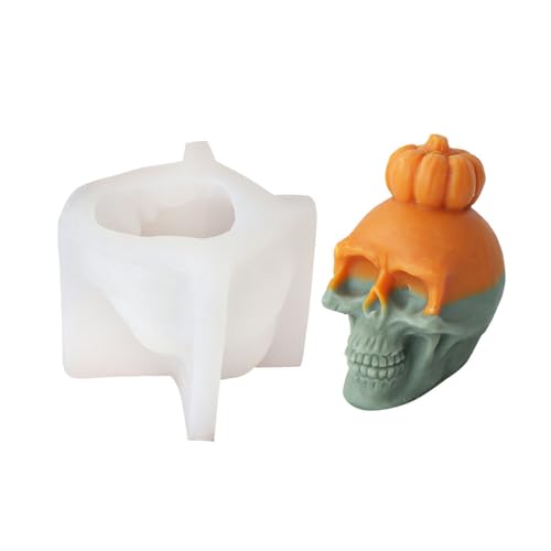 Pjeghbvop Moldes de silicona con cabeza esquelética para jabón de velas, decoraciones de yeso, formas de Halloween para el presente de Halloween, decoración de boda