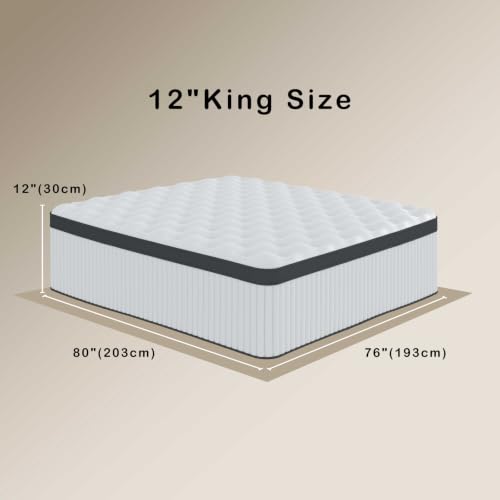 Arcticus King Size Mattress, 12 Inch Hybrid Mattress in a Box with Memory Foam and Individually Pocketed Spring, Motion Isolation, Pressure Relief, Medium Firmness, CertiPUR-US Certified by Arcticus - Used condition - Image 6