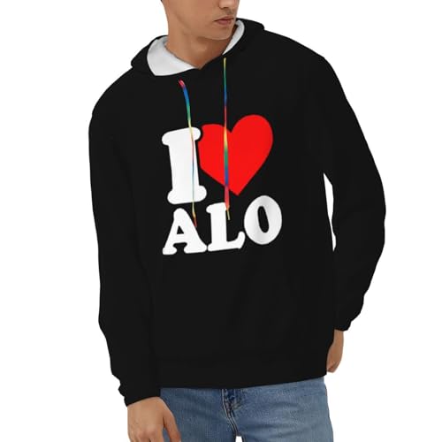 I Love Alo Hoodies With Pockets Hooded Sweatshirts Casual Drawstring Hoody Pullover For Mens