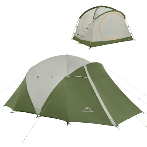 Naturehike KOTA 4-6 Person Camping Tent, Double Layer Waterproof 4 Person 6 Person Tents for Camping, Large and Tall Family Tent with Vestibules