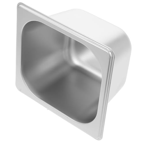 Levemolo Stainless Steel Ice Cream Tub Saucepan with Lid Tray with Lid Stainless Steel Hotel Pan Stainless Steel Rectangle Pan Ice Bin Food Pan Deep Pan Stainless Steel Buffet Trays Silver