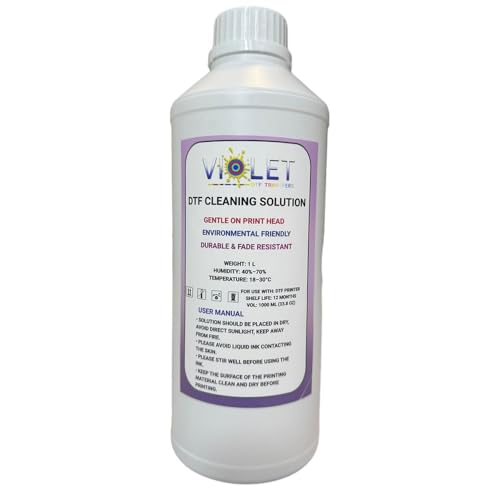 DTF Cleaning Solution 1000ML–Print Head Cleaner for All DTF Printer incl. Ep-son I3200-A1, 1600-A1, L1800, TX805–Inkjet Nozzle Cleaning Fluid for Clog Removal & Smooth Printing–Extends Print Head Life