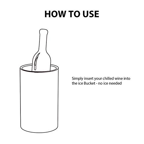 CHEER Wine Chiller Bucket, Stainless Steel Double Walled Iceless Wine Bottle Chiller, Keeps Wine and Champagne Cold Tabletop Stemless Holder 7717-W201-01
