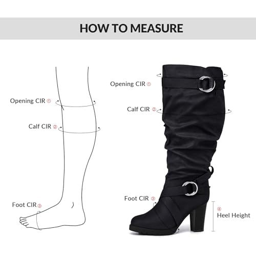 mysoft Women's Wide/Extra Wide Calf Knee High Boots Fashion Chunky Block Heel Pull On Winter Boots with Side Zippers2