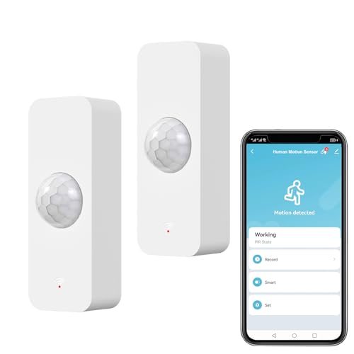 Sensore di movimento ZigBee, sensore di movimento intelligente per la sicurezza domestica, sensore di movimento wireless con app di monitoraggio remoto, comando vocale compatibile con Alexa.2PCS