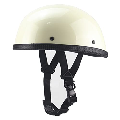 Motorrad Helm Retro Stil Motorradhelm ABS + Baumwolle Motorrad Halbhelm Halbschale Jet-Helm Retro Offenes Brain-Cap Helm Für Damen Herren DOT/ECE-Zertifizierung,Weiß,S