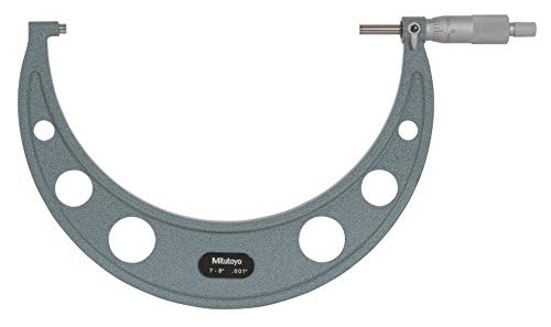 Mitutoyo 103-184 Outside Micrometer, Baked-Enamel Finish, Ratchet Stop, 7-8" Range, 0.001" Graduation, +/-0.0002" Accuracy