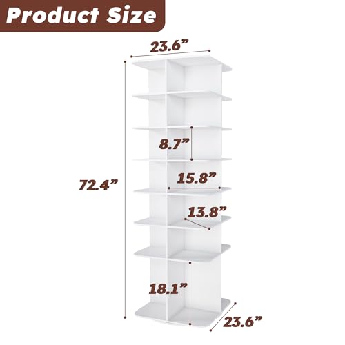 Image of Leavader Tall Rotating Shoe Rack Tower, 7-Tier Spinning Shoe Rack, Free Standing 360 Revolving Shoe Organizer, High Bottom Design Shoe Tower Spinning Storage Lazy Susan for Entryway