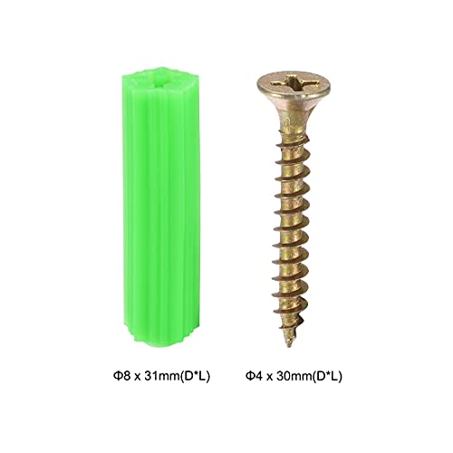 35pcs 8mmx31mm Household Masonry Plastic Screws Anchor Expansion Pipe Green for Home Garden DIY Application DUO ER