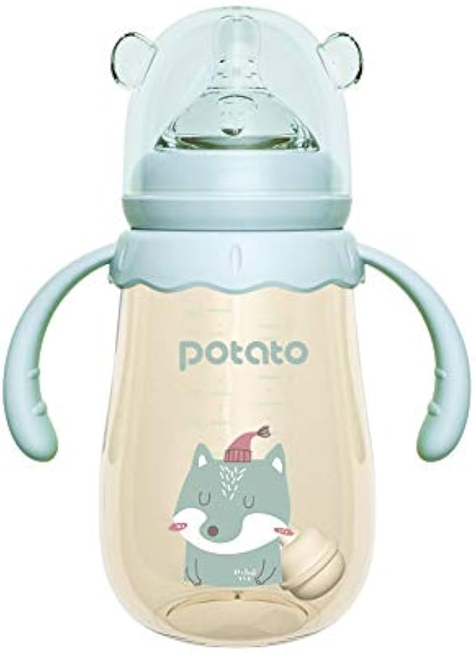 POTATO Baby Bottles PPSU Baby Feeding Bottle 10 oz Anti-Colic Bottles with Silicone Nipples Breastfeeding Bottles for Babies & Toddlers - Blue