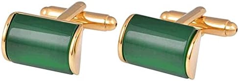 LIUPP Cufflinks Men's Classic Stainless Steel Cufflinks Men's Cuffs, French Shirt Cufflinks, Emerald Green Opal Cuff Studs, Golden Cuffs