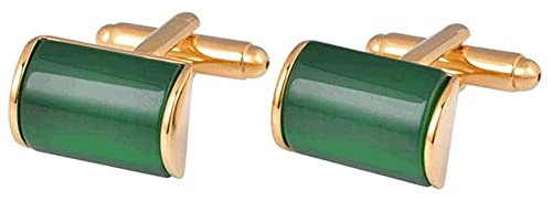Liupp Cufflinks Men's Classic Stainless Steel Cufflinks Men's Cuffs, French Shirt Cufflinks, Emerald Green Opal Cuff Studs, Golden Cuffs #TOP23