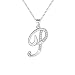 EVER FAITH 925 Sterling Silver CZ Cursive Initial 26 Letters Alphabet Adjustable Pendant Necklace Clear