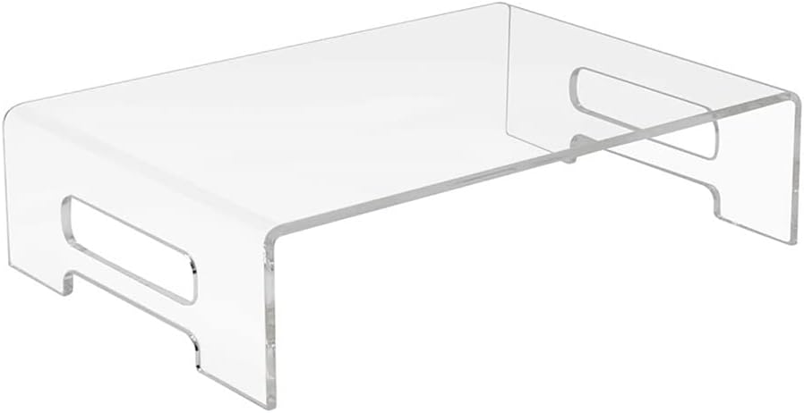Multi-Functional Desktop Notebook Laptop Stand Non-Slip Transparent Acrylic Desk Screen Riser with Side