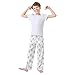 Yuiboo Elastic Waistband Sleep Bottoms Bird Floral White Pajama Pants Gifts with Pockets 13-14Y