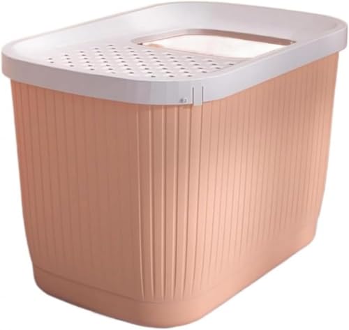 Runsweat猫用トイレドーム型上開き蓋付きワイドサイズ清潔深め大型猫用臭い拡散防止砂飛び散り防止 (カーキ色)