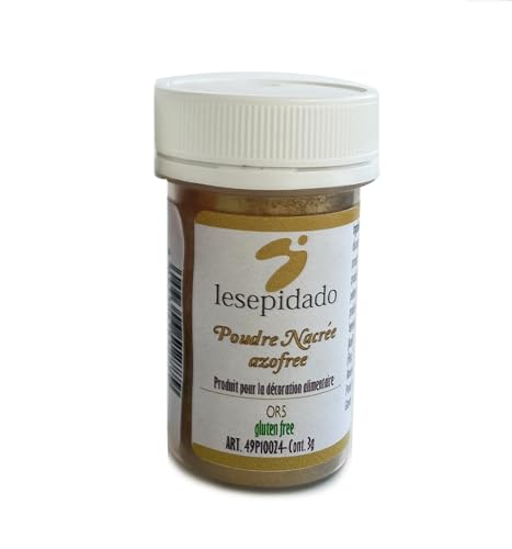 Colorant Alimentaire Poudre Nacré 3g Or. Idéal pour les pâtes transparentes: gelées ou glaçages et pour décorer la pâte à sucre, les biscuits, les...