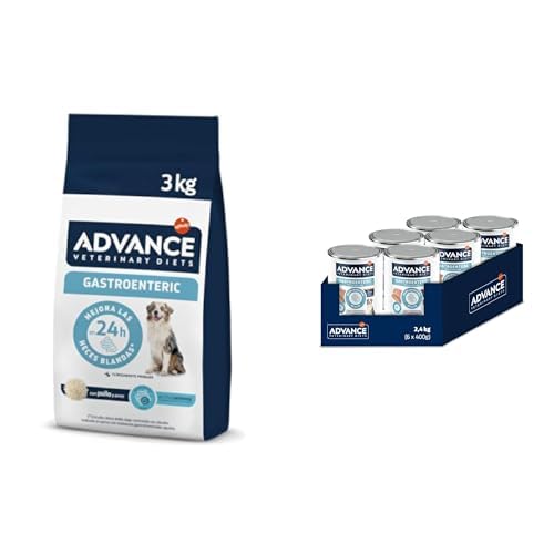 Advance Veterinary Diets Gastroenteric, Pienso para Perros con Trastornos gastrointestinales, 3kg + Advance Diets Comida Húmeda para Perros - Gastroenteric - 6 latas x 400g