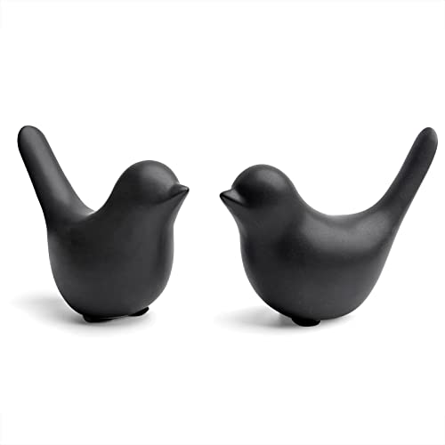 Notakia Small Birds Statues Home Decor Modern Style Birds Decorative Ornaments for Living Room, Bedroom, Office Desktop, Cabinets(Black Bird 2Pcs)
