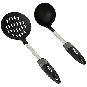 Amazon Brand – Solimo Nylon Ladle & Strainer, Set of 2, Black