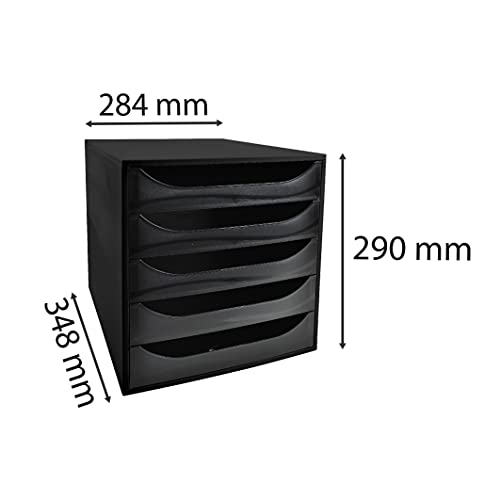 Module économique à tiroirs ECOBOX + Exacompta 5 tiroirs noir pour document A4