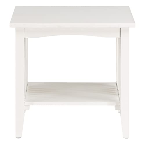 Image of OSP Home Furnishings Sierra End Table with Lower Storage Shelf and Mission Style Side Panels, White