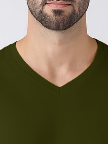 Image of Friskers Men's V-Neck Short Sleeves Cotton T-Shirt - Casual T-Shirt, Regular Fit