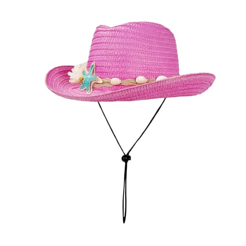 Toddler Girls Summer Beach Straw Hat Flower Starfish Shell Decorated Sun Protection Caps for Outdoor Play Photoshoots