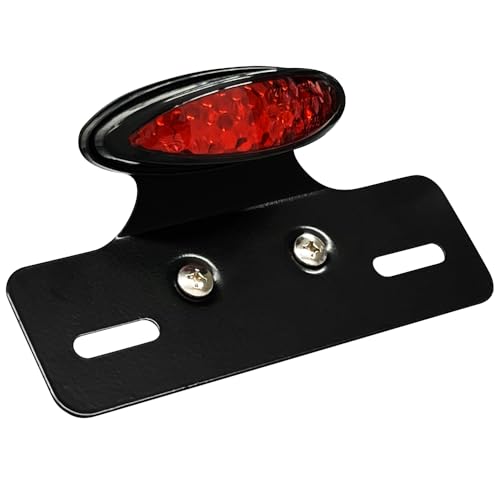 汎用LEDテールランプ 【レッドレンズ】 ナンバーステー/ナンバー灯一体型 オールインワン型 高輝度LED内蔵 視認性向上 防水仕様 軽量 シンプル フェンダーレス アメリカン カフェレーサーに 12V車用 FMTBIKTLED01-RD