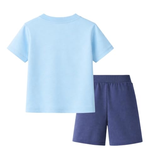 Image of HILEELANG Toddler Boy Summer Outfit Set 2 Piece Short Sleeve T Shirt and Short Soft Breathable Cotton Clothing Sets 2-7T