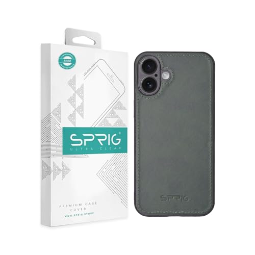 Image of SPRIG Compatible with iPhone 16 Premium PrimeMatte (Matte Leather TPU) Back Cover Drop Tested Shock Proof Mobile Case for Men, Women, Boys and Girls with Camera Protection (Green)