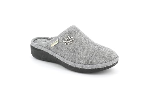 Chaussons gris femme tissu Grunland ALDE CI0938 pantoufles maison