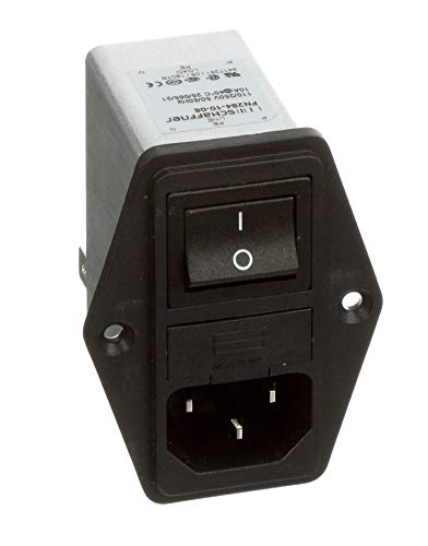 Schaffner, FN284-10-06, IEC Inlet Filter Switch & Dual Fuse 250VAC, 10A, Flange Mounting Left/Right