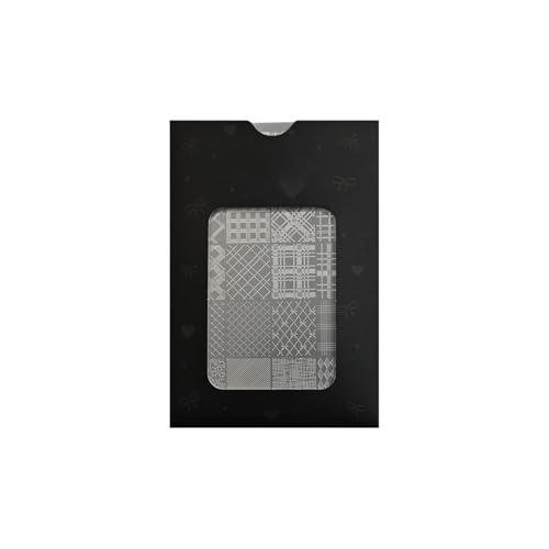 Creative Nails Art Tool - Placa de sello de acero inoxidable con cuadrículas, rayas, pata de gallo para resultados de manicura profesional, plantillas de estampado de uñas de moda