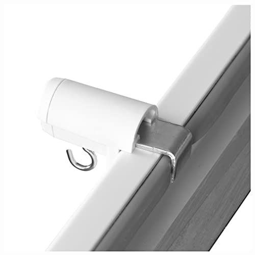 KLEMMFLEX 2 Paar Fensterhaken weiss, stabil, verstellbar, ohne Bohren, zur Aufhängung von Fensterdeko und Bambusrollo/Bambusrolle am PVC-Fenster oder der PVC-Balkontür