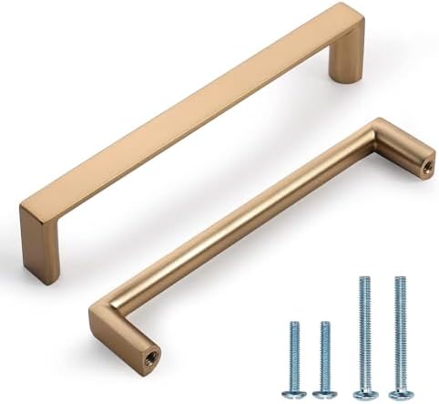 10 Pack 5 Inch(128mm) Cabinet Pulls Square Champagne Bronze Kitch...
