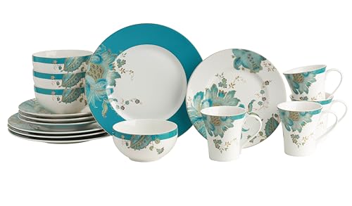 222 Fifth Eliza 16-Piece Dinnerware Set, Teal